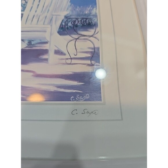 Framed Carol Saxe, Garden on the Bluff 11" x 10" Signed - Picture 4 of 5